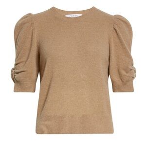FRAME Camel Cashmere Puff Sleeve Sweater